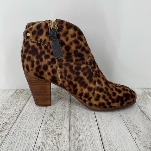 Boden Hoxton Leopard Calf Hair Ankle Boots Tan Black EU 40 - Picture 8 of 11